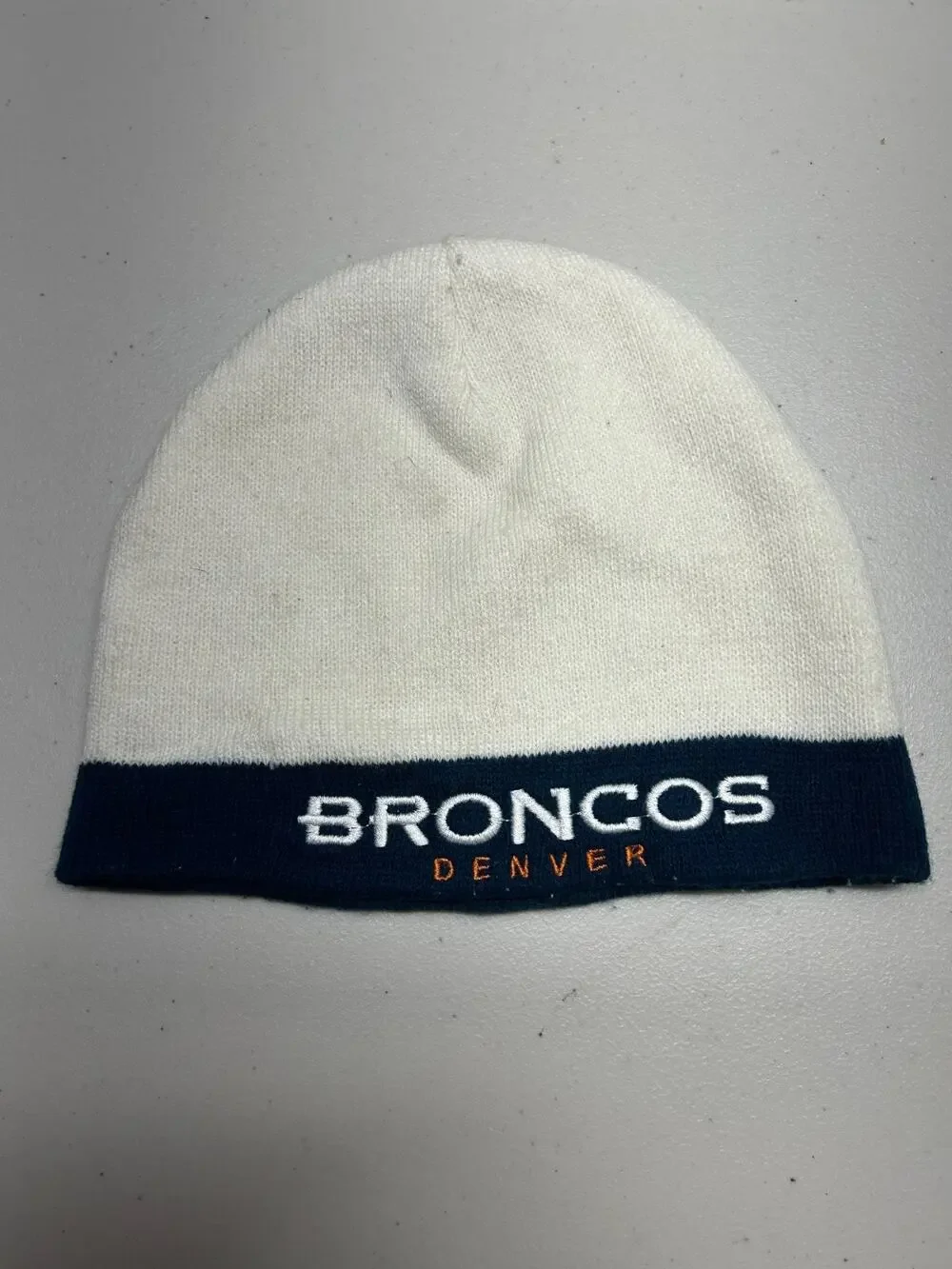 Denver Broncos NFL Beanie Hat White Winter Knit Team Apparel